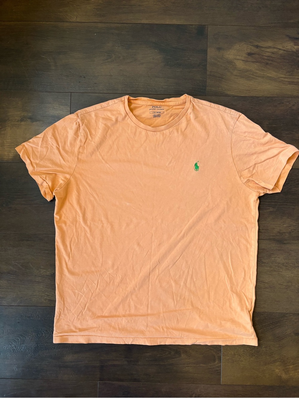 Polo by Ralph Lauren Short-Sleeve Crew Neck T-Shirt in Peach with Green Pony‎